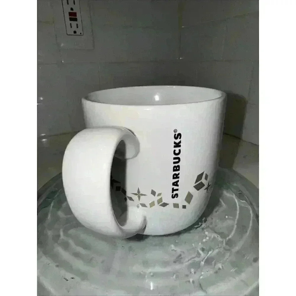 Starbucks Holiday Collection Gold Green Siren White Coffee Mug 2013 Christmas - Picture 4 of 11